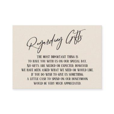 Regarding Gifts Modern Handwriting Simple Cream Enclosure