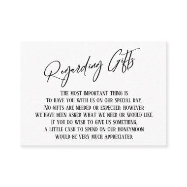 Regarding Gifts Modern Handwriting Simple Wedding Enclosure Invitations