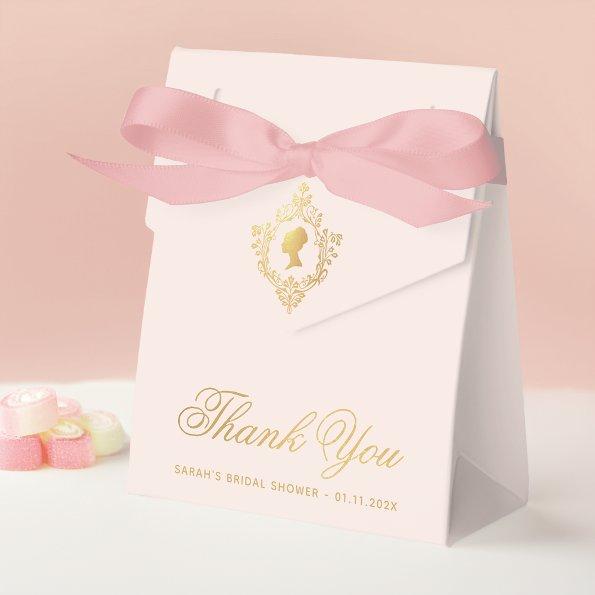 Regency Pink Gold Lady Vintage Crest  Favor Boxes