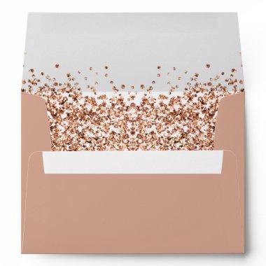 REGINA Blush and Rose Gold Sequins Glitter Envelope