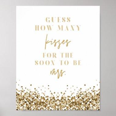 REGINA Gold How Many Kisses Bridal Shower Game Poster