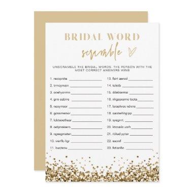 REGINA Gold Sequins Bridal Shower Word Scramble Invitations