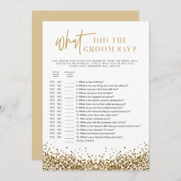 REGINA Gold What Did The Groom Say Bridal Game Invitations