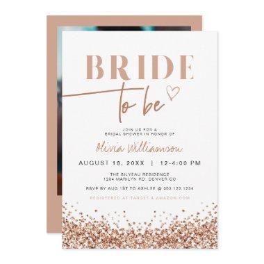 REGINA Rose Gold Blush Pink Sparkly Bridal Shower Invitations