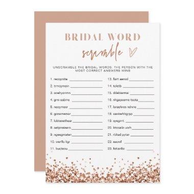 REGINA Rose Gold Bridal Shower Word Scramble Invitations