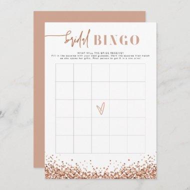 REGINA Rose Gold Glitter Bridal Shower Bingo Game Invitations