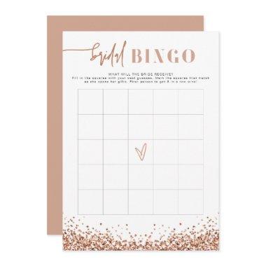 REGINA Rose Gold Glitter Bridal Shower Bingo Game Invitations