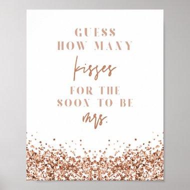 REGINA Rose Gold How Many Kisses Bridal Shower Poster