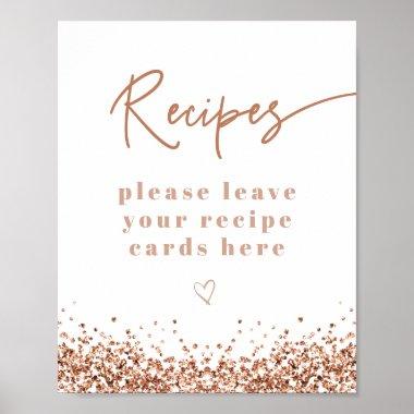 REGINA Rose Gold Sequins Bridal Shower Recipes Poster