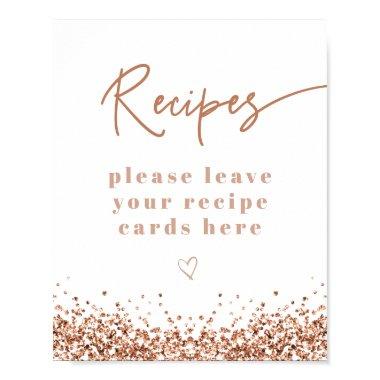 REGINA Rose Gold Sequins Bridal Shower Recipes Poster