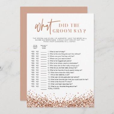 REGINA Rose Gold What Did The Groom Say Game Invitations
