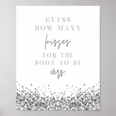 REGINA Silver How Many Kisses Bridal Shower Game P Poster