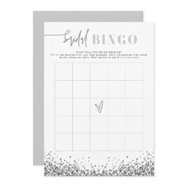 REGINA Silver Sequins Bridal Shower Bingo Game Invitations