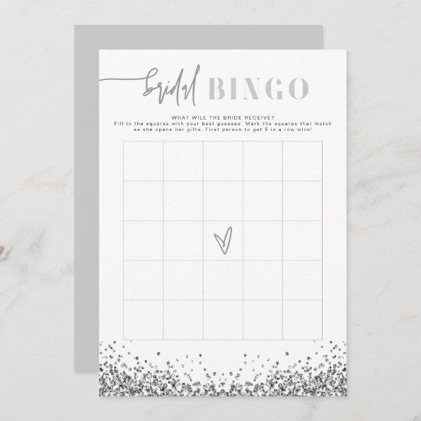 REGINA Silver Sequins Bridal Shower Bingo Game Invitations