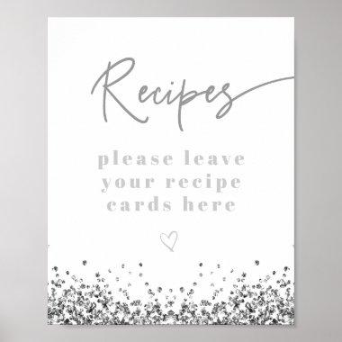 REGINA Silver Sequins Bridal Shower Recipes Poster