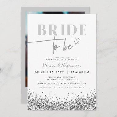 REGINA Silver Sequins Sparkly Bridal Shower Invita Invitations