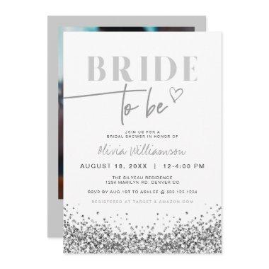 REGINA Silver Sequins Sparkly Bridal Shower Invita Invitations