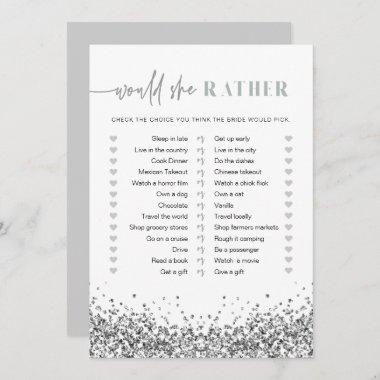 REGINA Silver Sequins Would She Rather Bridal Game Invitations