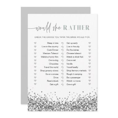 REGINA Silver Sequins Would She Rather Bridal Game Invitations