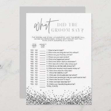 REGINA Silver What Did The Groom Say Bridal Game Invitations