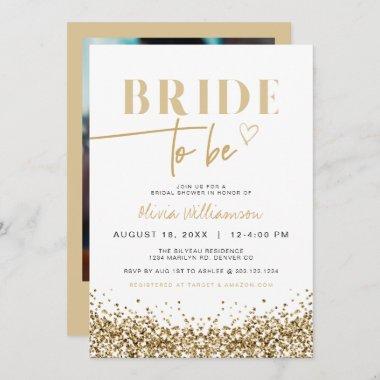 REGINA Yellow Gold Sequins Sparkly Bridal Shower Invitations