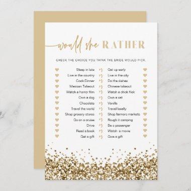 REGINA Yellow Gold Would She Rather Bridal Game Invitations