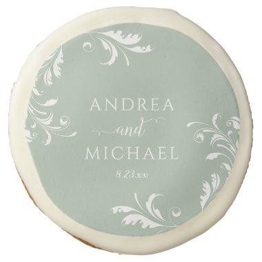 Rehearsal Dinner Wedding Elegant Light Sage Round Sugar Cookie