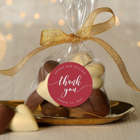 Relax Script Thank You Editable Background Color Classic Round Sticker