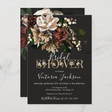Rembrandt Floral Dark & Moody Bridal Shower Invitations