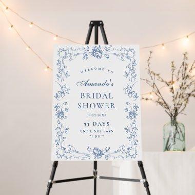 Renaissance Ornate Dusty Blue Floral  Foam Board
