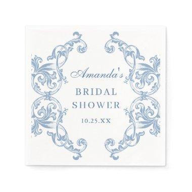 Renaissance Ornate Dusty Blue Floral  Napkins