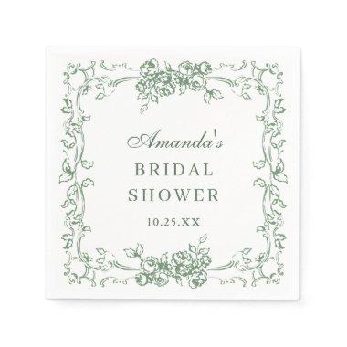 Renaissance Ornate Sage Green Floral  Napkins