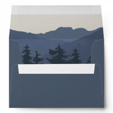 Retreat to the Mountains | Blue Wedding Invitations Envelope