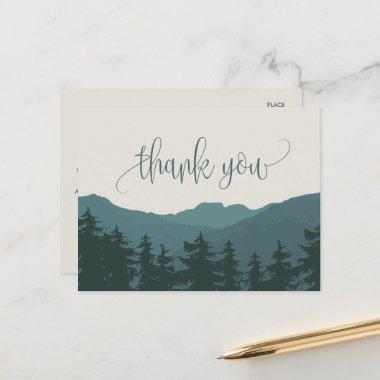 Retreat to the Mountains | Green Thank You PostInvitations
