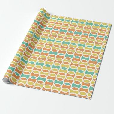 Retro 1960s Circles Ovals Orange Teal Gold Wrapping Paper