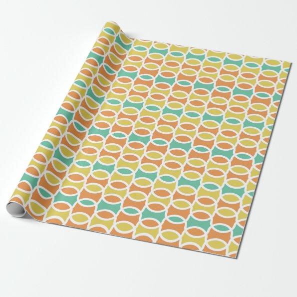 Retro 1960s Circles Ovals Orange Teal Gold Wrapping Paper