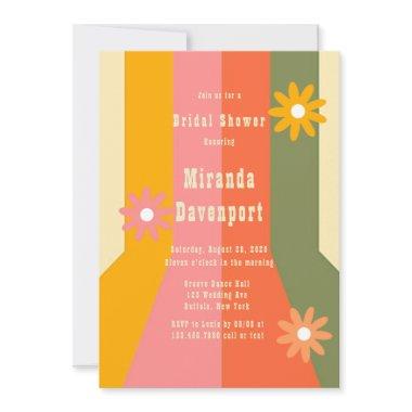 Retro 60s 70s Groovy Stripes Bridal Shower Invitations