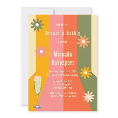 Retro 60s 70s Groovy Stripes Bridesmaids Luncheon Invitations