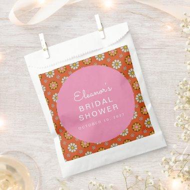 Retro 60s Flowers Orange Pink  Custom Favor Bag