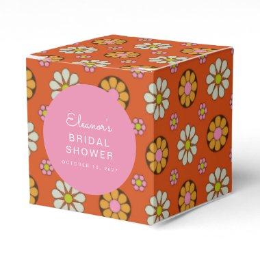 Retro 60s Flowers Orange Pink Bridal Shower Custom Favor Boxes