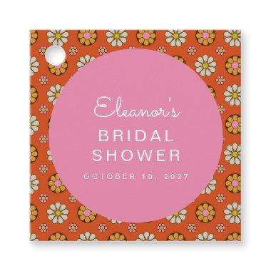Retro 60s Flowers Orange Pink  Custom Favor Tags