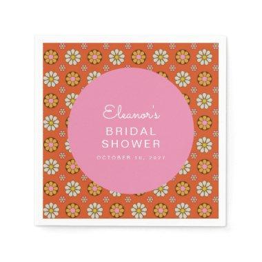 Retro 60s Flowers Orange Pink  Custom Napkins