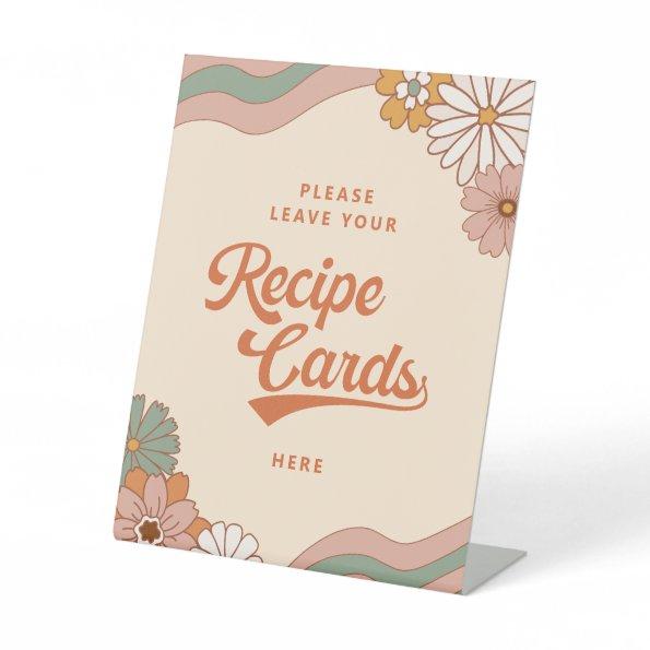 Retro 70s Floral Leave Your Recipe Here Pedestal Sign