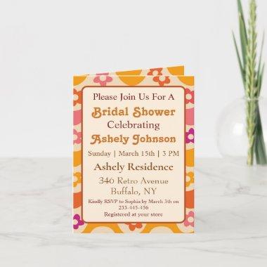Retro 70s Groovy Floral Bridal Shower Invitations