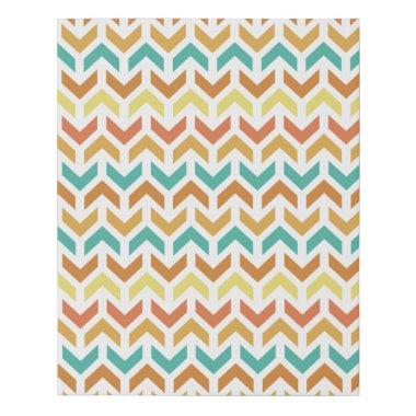 Retro Arrows Chevron Orange Teal Gold Pattern Faux Canvas Print