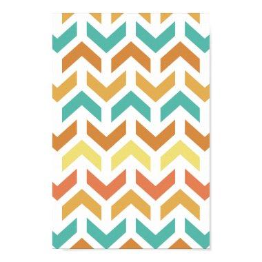 Retro Arrows Chevron Orange Teal Gold Pattern Poster