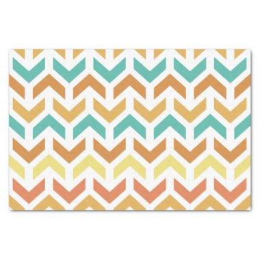 Retro Arrows Chevron Orange Teal Gold Tissue Paper