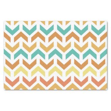 Retro Arrows Chevron Orange Teal Gold Tissue Paper