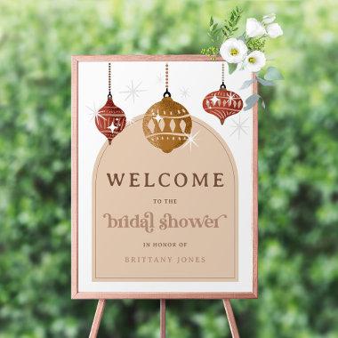 Retro Bauble Christmas Bridal Shower Welcome sign