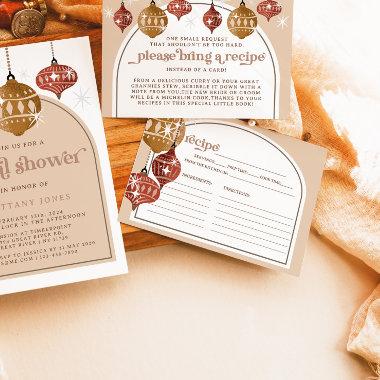 Retro Bauble Ornament Christmas Bridal Recipe Enclosure Invitations